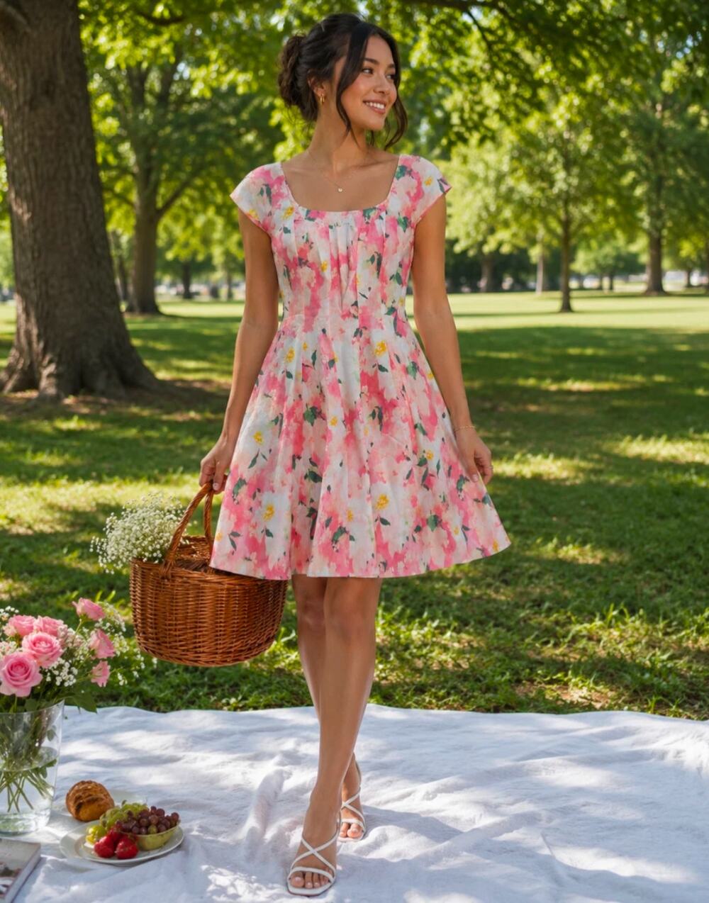 A New Day Pink Floral Dress Size 12